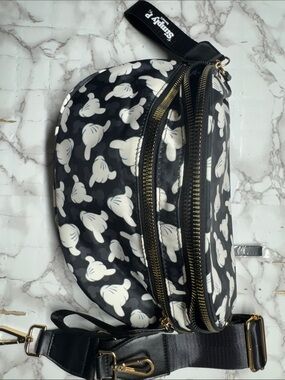 Large Bum Bag…Black and White Patterned Crossbody Bag with Removable Strap